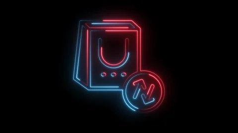 Neon trading machine icon animation with arrows exchange currency symbol on Stock Footage 322988990