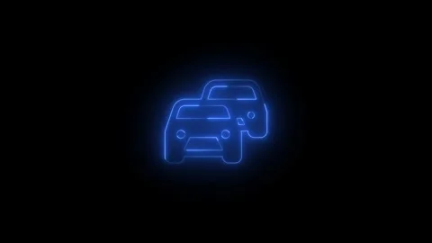 Neon traffic congestion solid icon glowing black background animation Stock Footage 289748171
