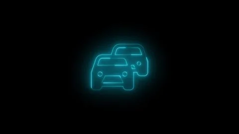 Neon traffic congestion solid icon glowing black background animation Stock Footage 289748183