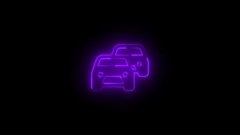 Neon traffic congestion solid icon glowing black background animation Vidéo 289748206