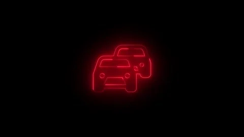 Neon traffic congestion solid icon glowing black background animation Stock Footage 289748233