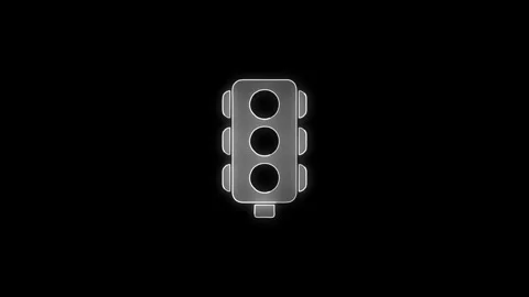 Neon traffic light icon, animation on black background. Video stock 305299247