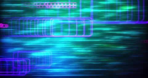 Neon trail elements background pack seamless 4K technology loop. Stock Footage 316412325