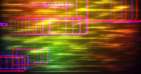Neon trail elements background pack seamless 4K technology loop. Stock Footage 316412827
