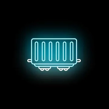 Neon train freight wagon vector icon showing logistics Stockillustratie