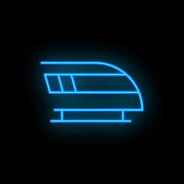 Neon train sign representing public transportation and travel Stock Illustration