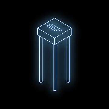 Neon transistor glowing in electronic circuit design Illustrazione stock