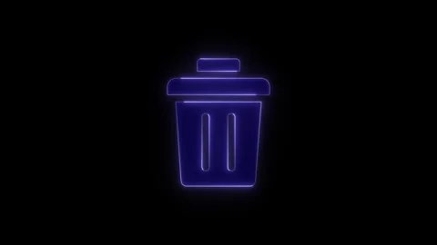 Neon trash can icon glowing in purple light isolated on black background fo.. Stock Footage 345549663