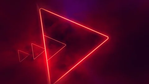 Neon treangles in clouds Stock Footage 122197377