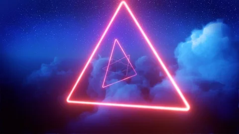 Neon Treangles in Clouds 動画素材 127089748