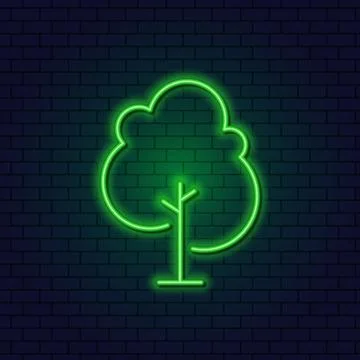 Neon Tree design element. The concept of Nature and Ecology. Park. Reserve Ilustração Stock