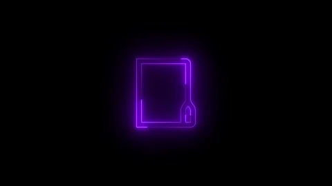 Neon tree folder icon glowing black background animation Stockbeeldmateriaal 289437489