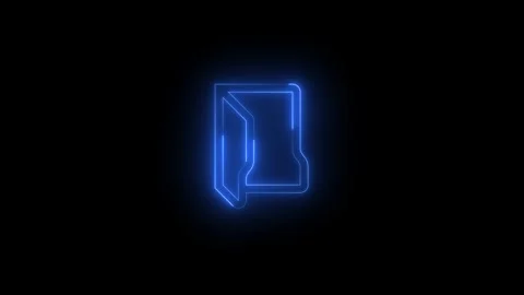 Neon tree folder open icon glowing black background animation Stock Footage 289748378