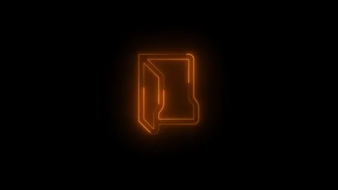 Neon tree folder open icon glowing black background animation Stock Footage 289748401
