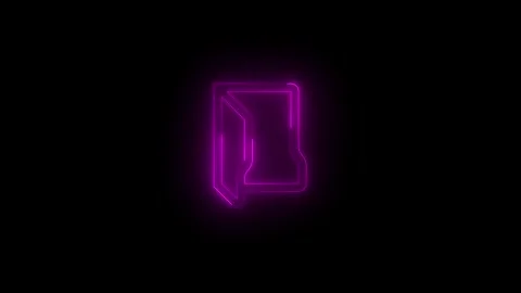 Neon tree folder open icon glowing black background animation Stock Footage 289748447