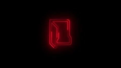 Neon tree folder open icon glowing black background animation Stock Footage 289748475