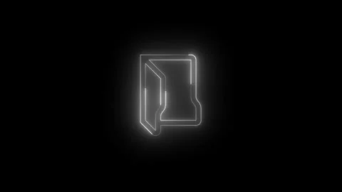Neon tree folder open icon glowing black background animation Stock Footage 289748503