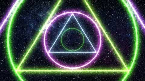 Neon Triangle and Circle on Starry Sky 動画素材 168932441