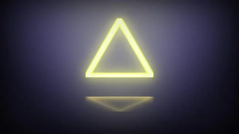 Neon Triangle Animation with Soft Glow and Reflection on Dark Background Stock Footage 343480196