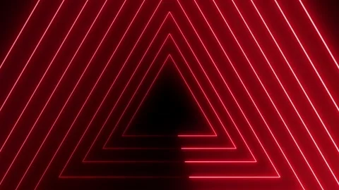 Neon triangle animation video on black background,glowing neon triangle sign. Stock Footage 301044385