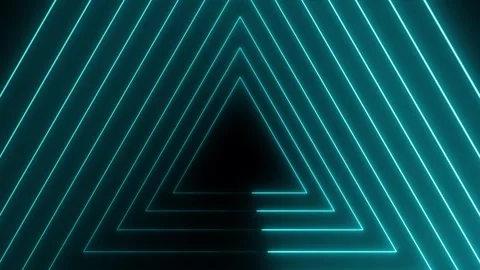 Neon triangle animation video on black background,glowing neon triangle sign. Stock Footage 301044429