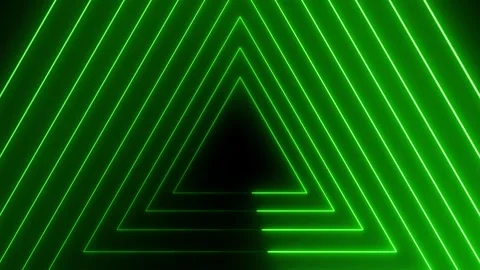 Neon triangle animation video on black background,glowing neon triangle sign. Stock Footage 301044443