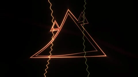 Neon triangle art with glowing lines on black background. 動画素材 337489388