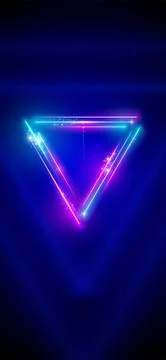 Neon triangle. Background, wallpaper for smartphone, mobile phone. Blue pink Stock Illustration