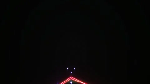 Neon triangle on black background with white line. 動画素材 337489198