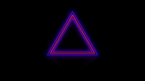 Neon Triangle Design Set Against a Deep Black Background ideal for modern Stock Footage 317080996