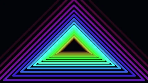 Neon triangle geometric tunnel motion background loop Stock Footage 345013606