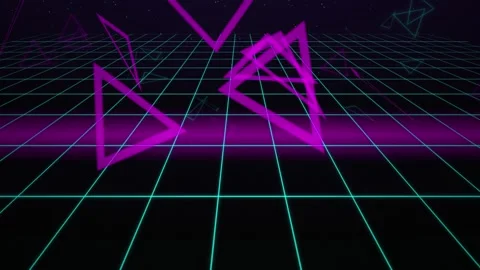 Neon triangle grid seamless loop motion background Stock Footage 345182903