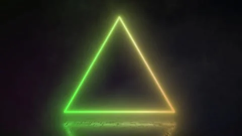 Neon triangle illuminate frame design loop. Abstract cosmic vibrant color shape Stock Footage 242429225