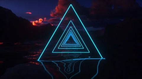 Neon Triangle Illumination at Sunset Stock Footage 278094858