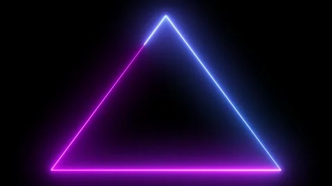 Neon triangle lights in dark abstract space. Stock Footage 286408771