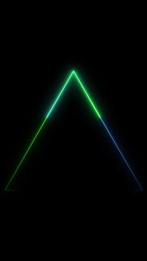 Neon triangle outline with blue and green hues visualizes geometric shapes... 스톡 동영상 344862185