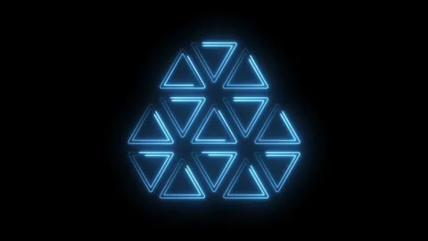 Neon triangle pattern animation glowing blue abstract geometric background lo Stock Footage 312331457