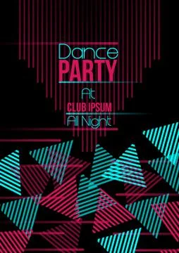 Neon Triangle Retro Dance Party Flyer - Vector Illustration Illustrazione stock