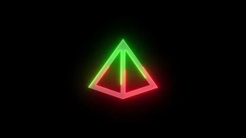 Neon triangle shape icon green red color glowing animation black background Stock Footage 270784293