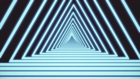 Neon triangle tunnel abstract motion background. Triangle composed of vivid Stock Footage 142104000