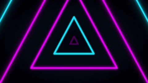 Neon Triangle Tunnel Animation Stock Footage 340940857