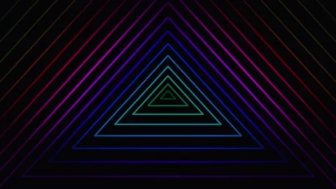 Neon triangle tunnel animation stock footage Video stock 345013548
