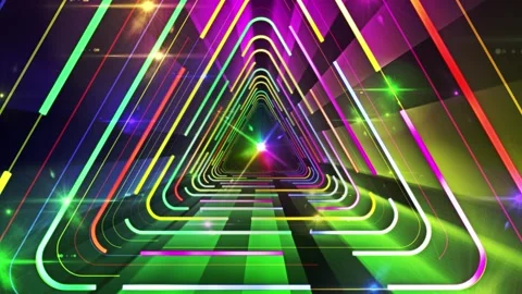 Neon triangle tunnel Stock Footage 297281618