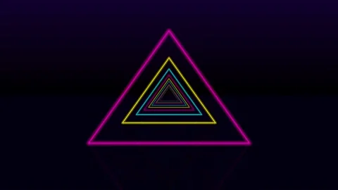 Neon triangle tunnel looping motion background 스톡 동영상 346234700