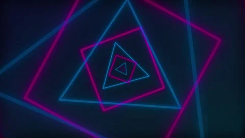 Neon triangle tunnel motion background loop Stock Footage 344607803