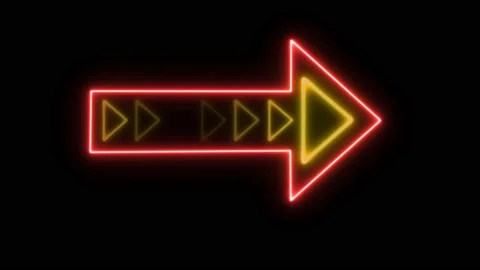 NEON triangle yellow arrow blink swiich and red arrow outsite Vídeos de archivo 141500151