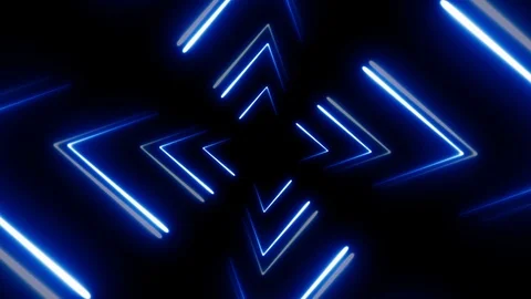 Neon triangle zoom in 4K LOOP blue 스톡 동영상 105559859