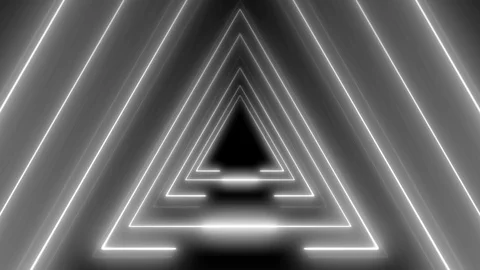 Neon triangle zoom in 4K LOOP colorless Stock Footage 105560512
