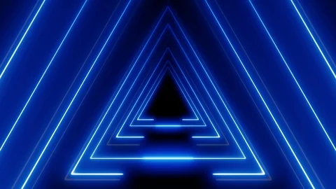Neon triangle zoom in 4K LOOP blue Stock Footage 105564677