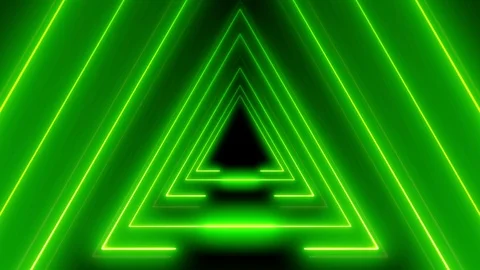 Neon triangle zoom in 4K LOOP green 스톡 동영상 105564728